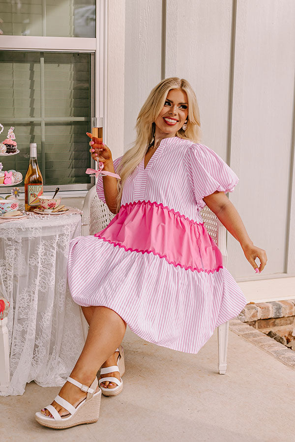 Nautical Dreams Shift Dress in Pink Curves Image - 5