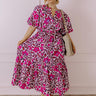 Pretty In Blooms Floral Midi Dress in Pink Curves Image - 1