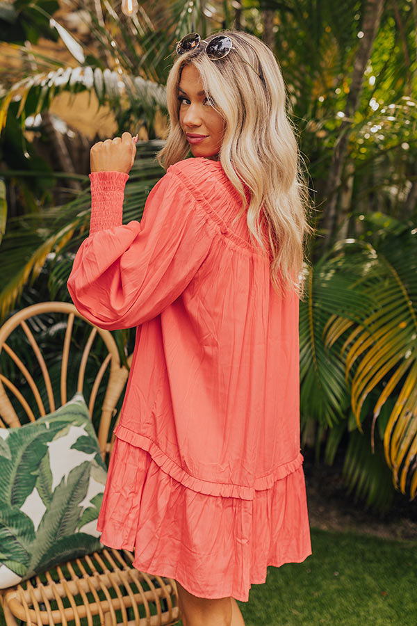 Brunch On The Coast Shift Dress in Coral Image - 2