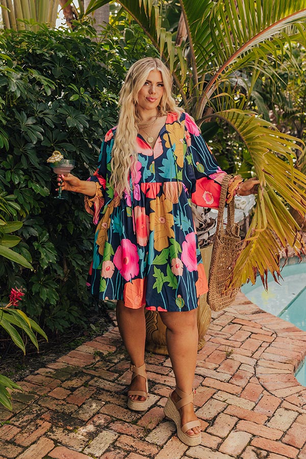 Floral Embrace Mini Dress in Navy Curves Image - 1