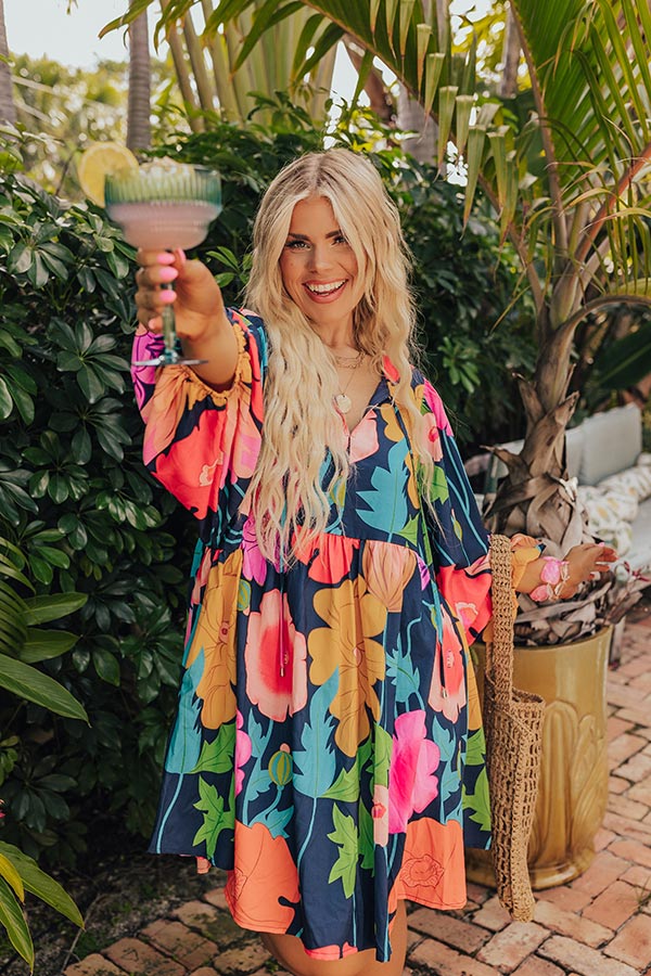 Floral Embrace Mini Dress in Navy Curves Image - 2