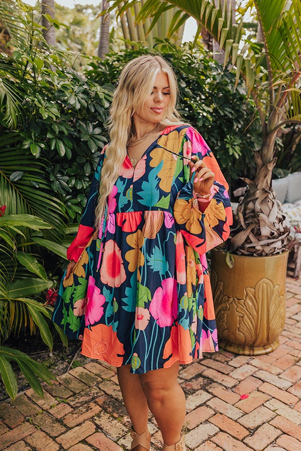 Floral Embrace Mini Dress in Navy Curves Image - 5