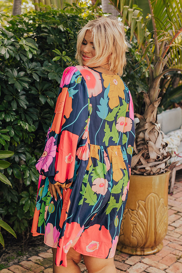 Floral Embrace Mini Dress in Navy Curves Image - 4