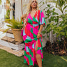 Sailboat Soiree Color Block Maxi in Hot Pink Curves Image - 1