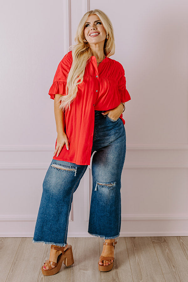 Summer Breeze Shift Top in Red Curves