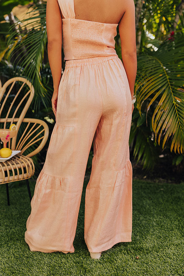 Free People Movement Blissed Out Pant Long Wide Leg Ribbed, Peach, Medium,  New! | eBay