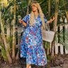 Pretty In Blooms Floral Midi Dress in Royal Blue Curves Image - 1