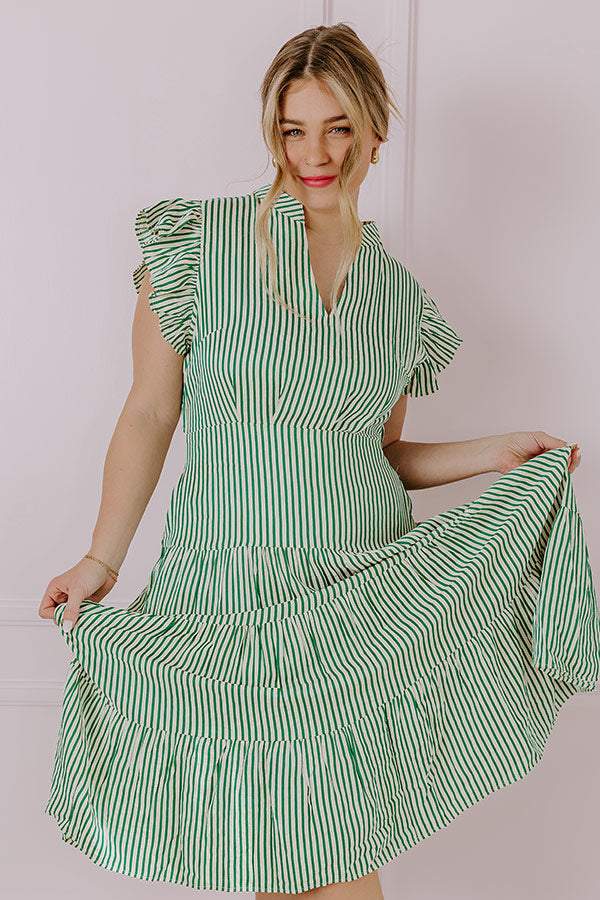 Bayside Brunch Stripe Midi in Emerald Image - 3
