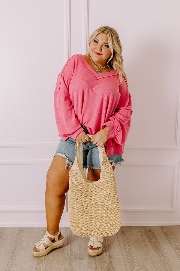 Springtime Sips Waffle Knit Top Curves