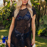 Baja Beachwear Crochet Mini Dress in Black Image - 1