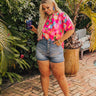 French Riviera Floral Shift Top in Hot Pink Curves Image - 1