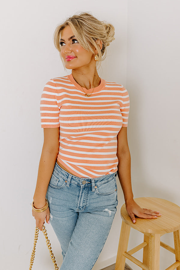 Vacay Mode Stripe Top in Light Coral