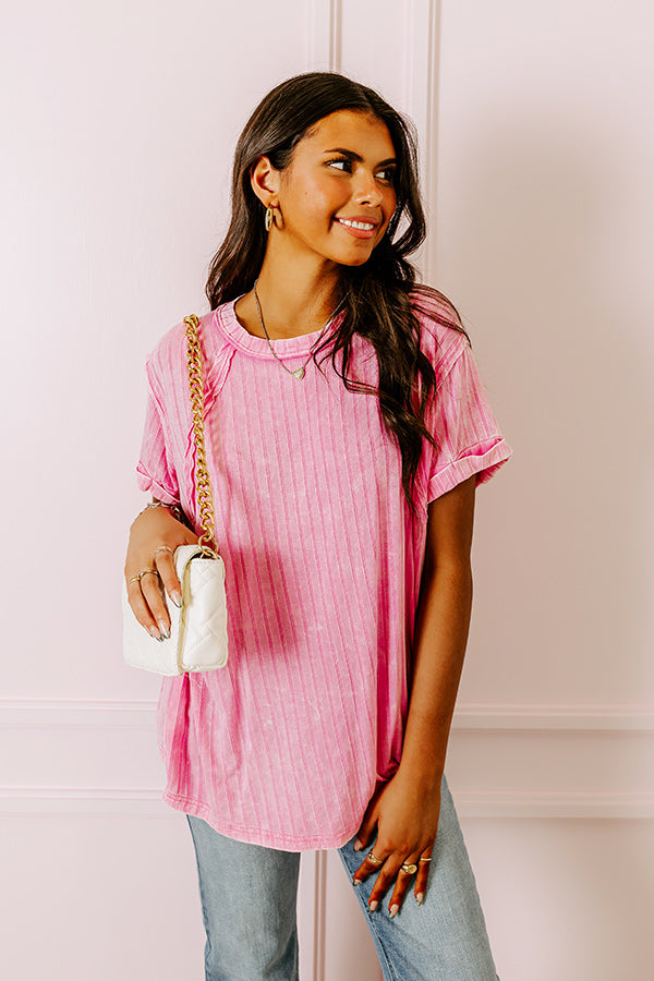 Back To Basics Mineral Wash Shift Top in Pink
