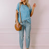 Back To Basics Mineral Wash Shift Top in Ocean Blue Image - 1
