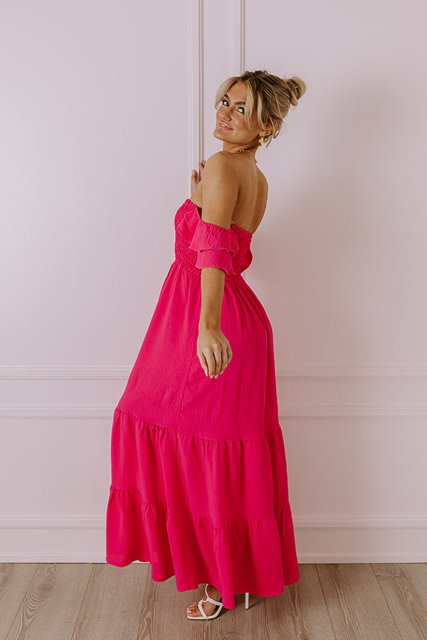 Seaside Chic Smocked Maxi In Hot Pink Image - 3