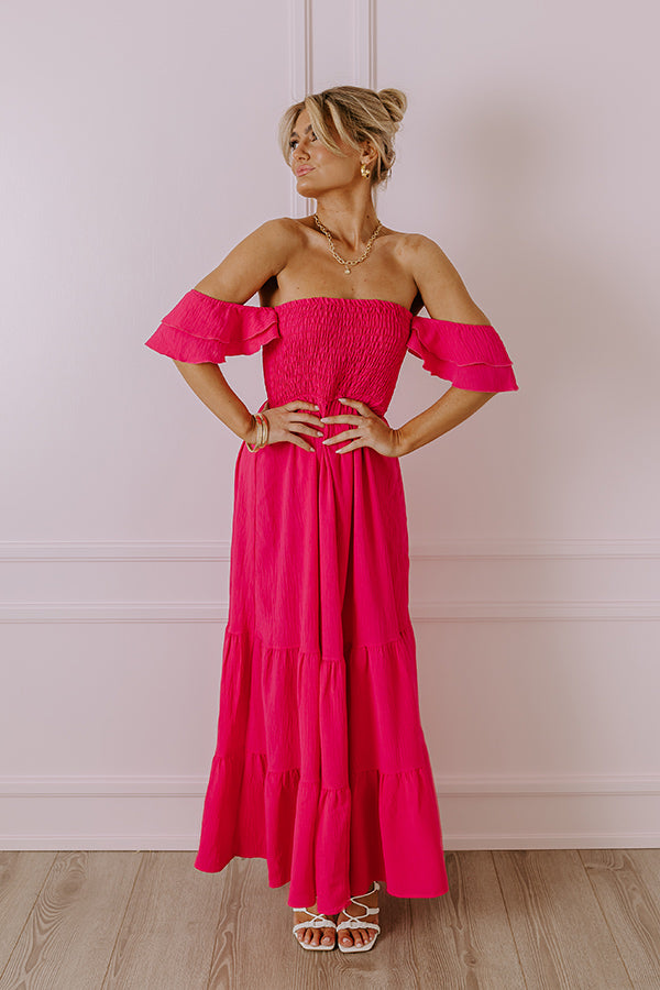 Seaside Chic Smocked Maxi In Hot Pink Image - 2