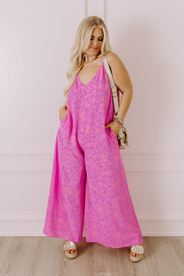 Casually Chic Floral Jumpsuit in Violet Curves