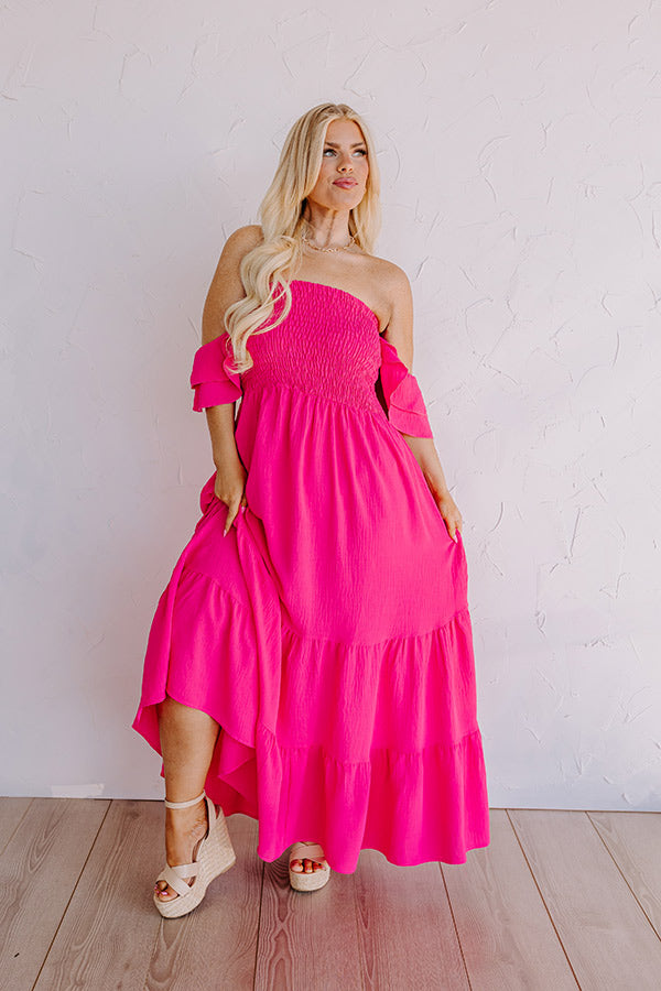 Seaside Chic Smocked Maxi In Hot Pink Curves Image - 2