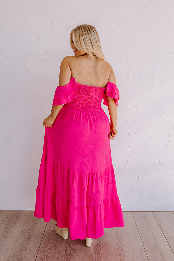 Seaside Chic Smocked Maxi In Hot Pink Curves Image - 3