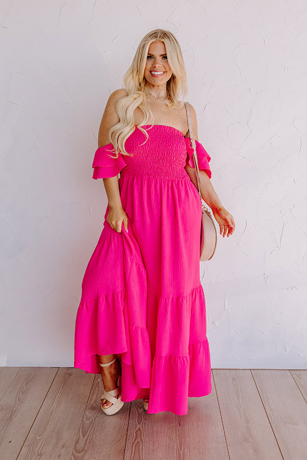 Seaside Chic Smocked Maxi In Hot Pink Curves Image - 1