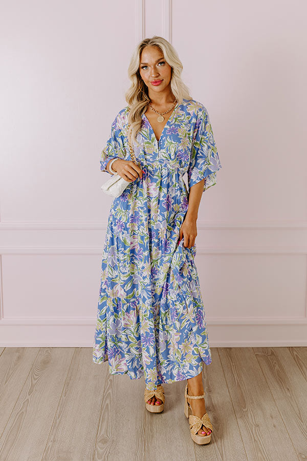Blossom Breeze Floral Maxi In Periwinkle