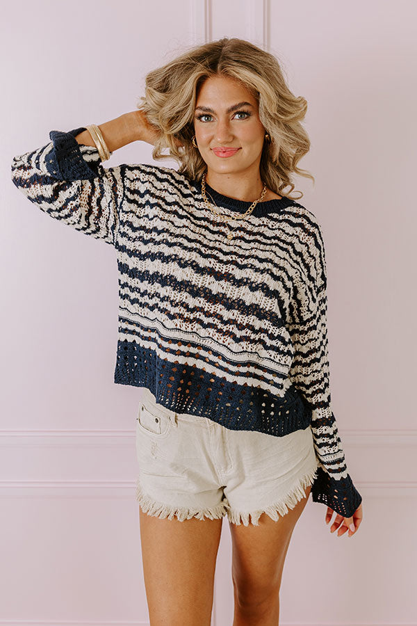 Drifting Tranquility Knit Top In Navy Image - 3