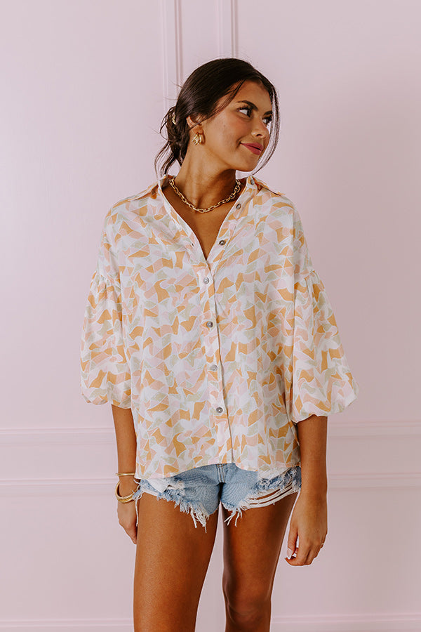 Mystic Waterfalls Shift Top In Orange Image - 5