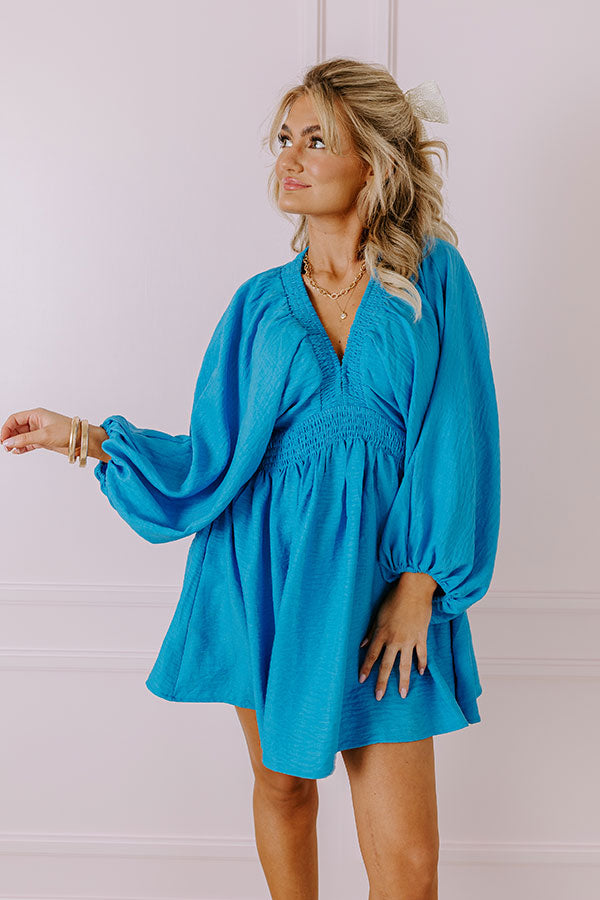 Around The Block Babydoll Dress In Blue • Impressions Online Boutique