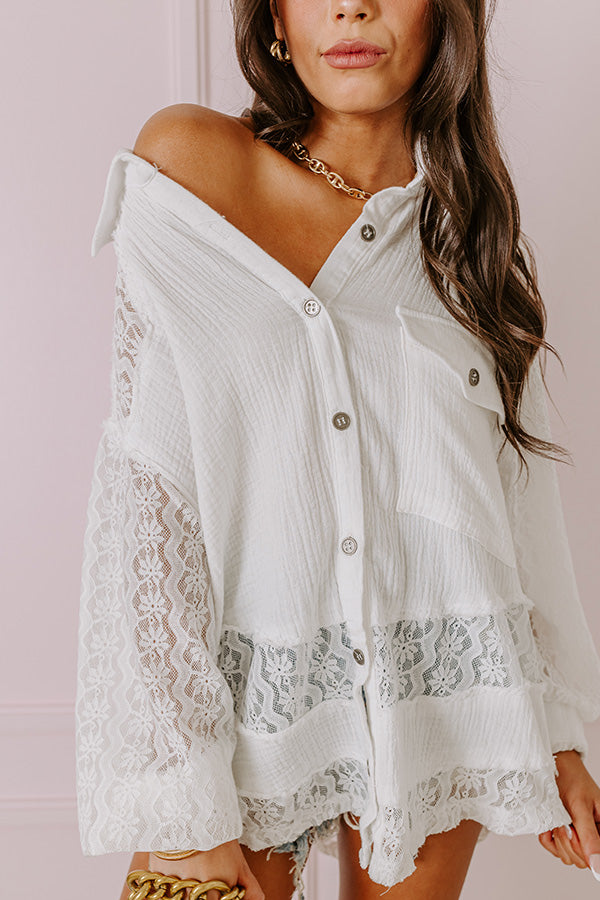 Meadow Muse Lace Button Up In White