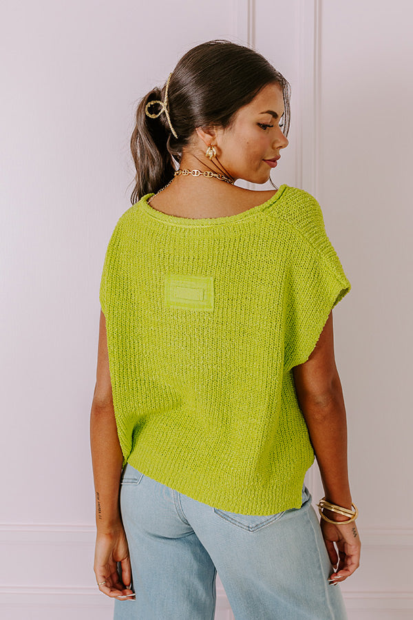 Vacay Ready Knit Top in Lime Punch
