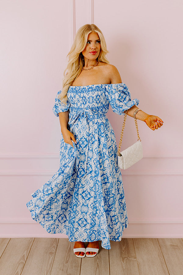 Ocean Breeze Smocked Maxi Dress Curves Image - 4
