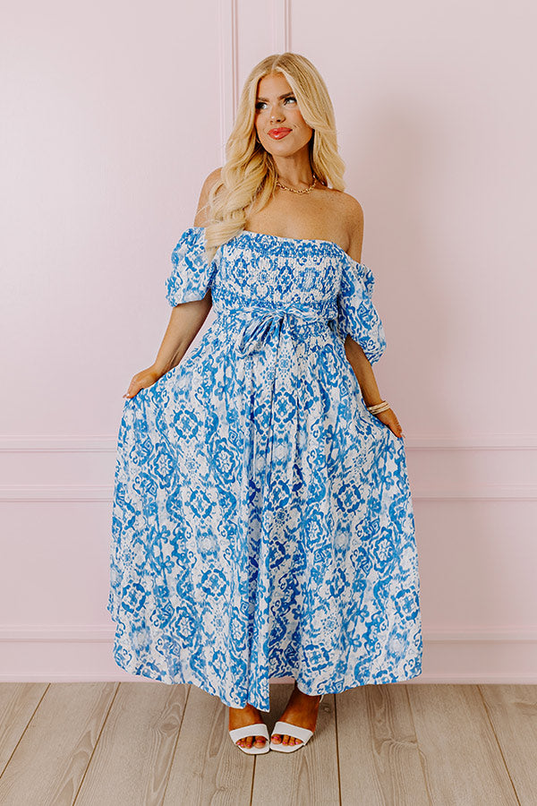 Ocean Breeze Smocked Maxi Dress Curves Image - 1