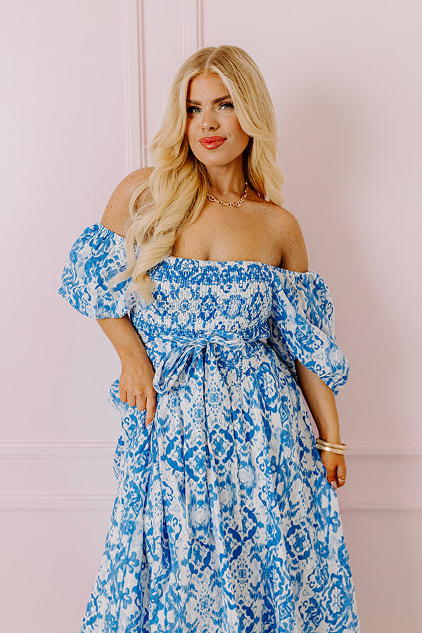 Ocean Breeze Smocked Maxi Dress Curves Image - 2