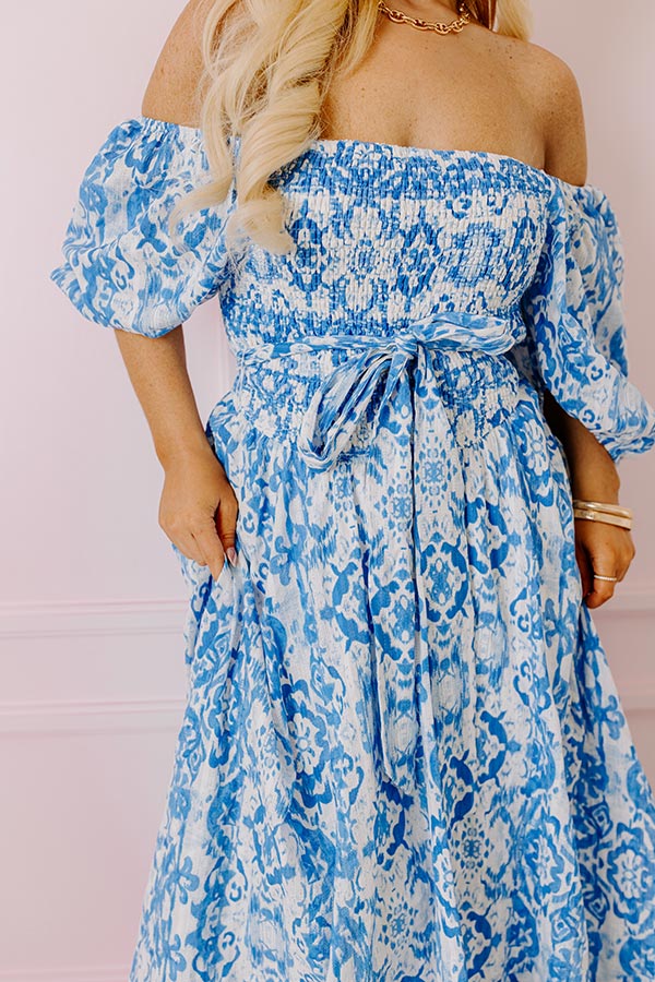 Ocean Breeze Smocked Maxi Dress Curves Image - 3