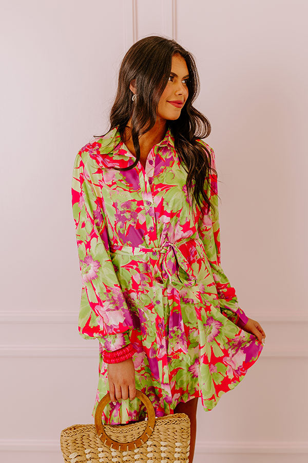 Aloha Attire Satin Floral Dress Image - 1