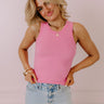 Not Your Basic Ribbed Top In Pink Image - 1