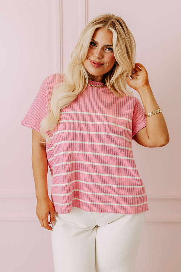 City Chic Knit Top in Pink Curves
