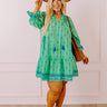 Charleston Stroll Embroidered Mini Dress in Kelly Green Curves Image - 1