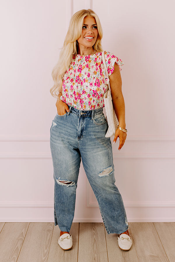 Floral Statement Smocked Top Curves Image - 2