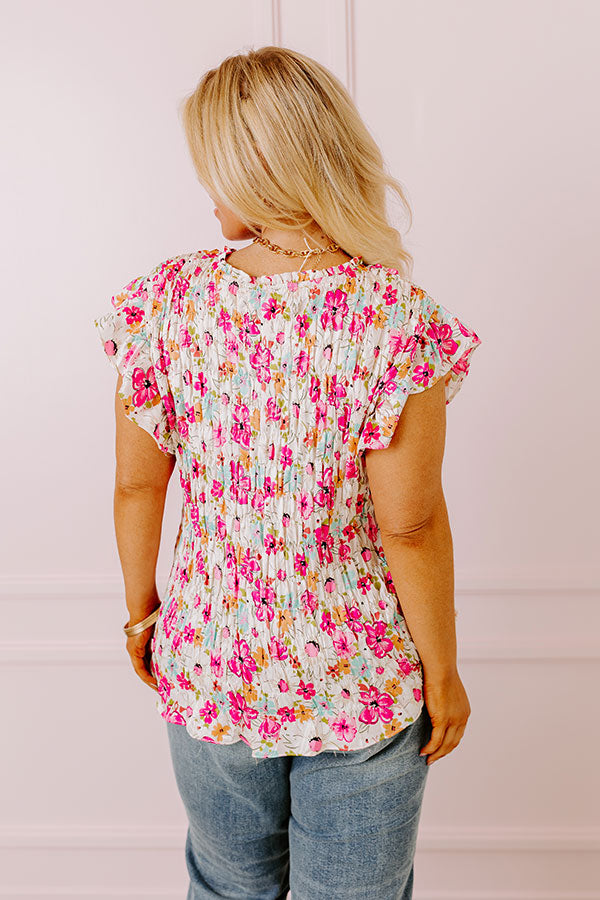 Floral Statement Smocked Top Curves Image - 5