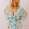 Tropical Vacay Front Tie Romper in Blue Curves Image - 1