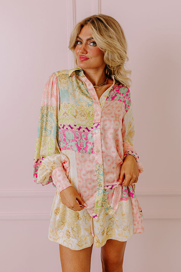 Uptown Chic Satin Button Up Image - 1