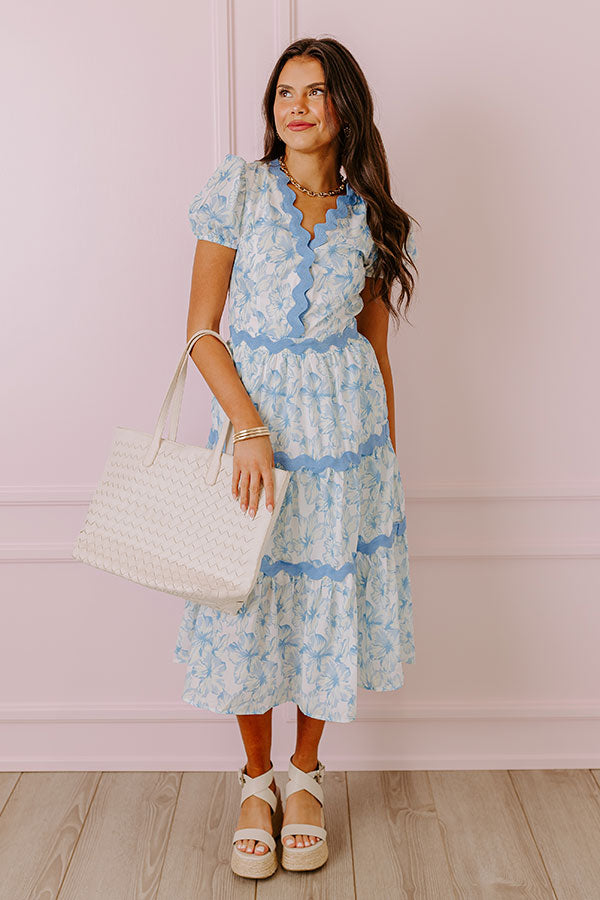 Garden Party Ready Floral Midi in Sky Blue