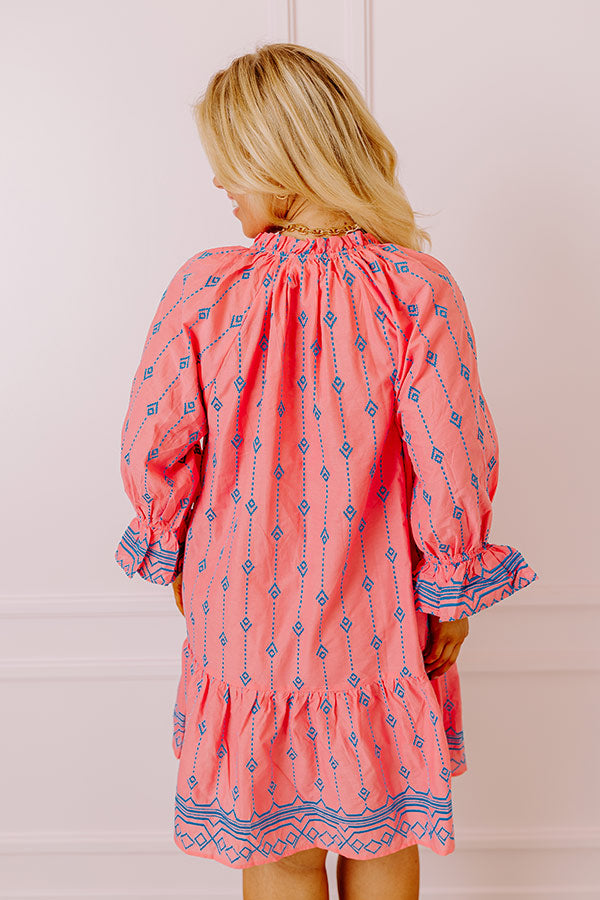 Charleston Stroll Embroidered Mini Dress in Pink Curves Image - 5