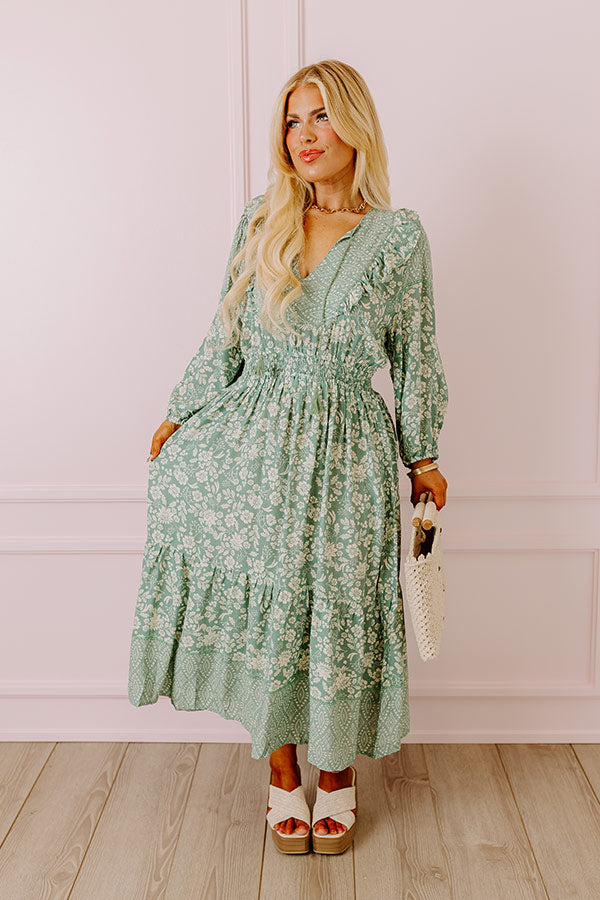Farmers Market Meetup Floral Midi in Pear Curves Image - 1