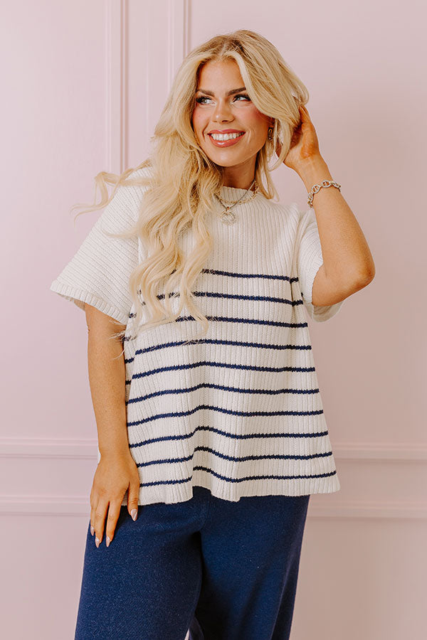 City Chic Knit Top in White Curves
