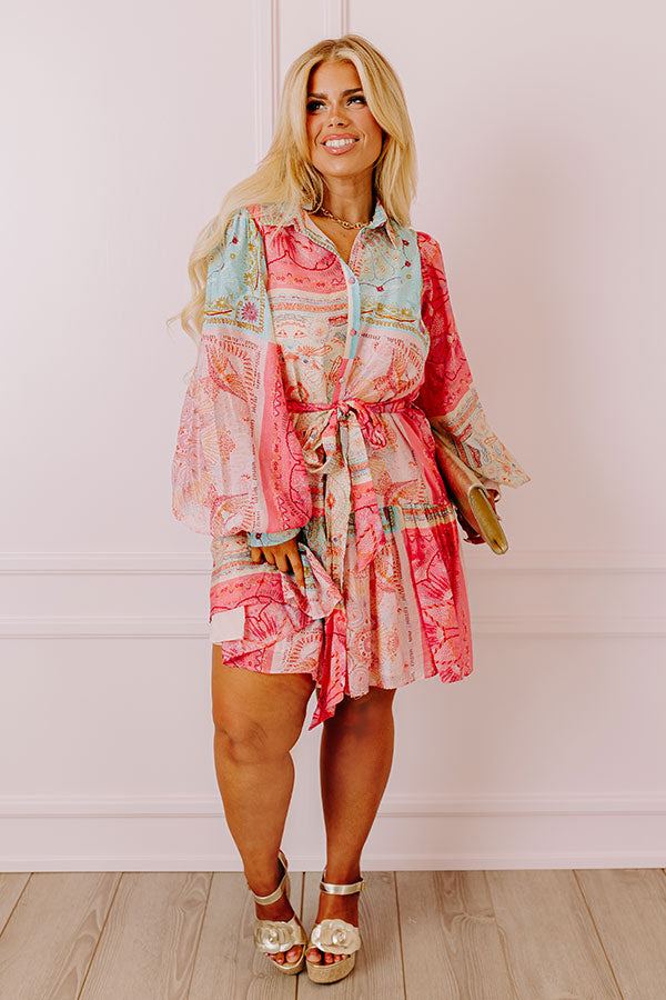 Fancy Flourish Color Block Mini Dress in Pink Curves Image - 1