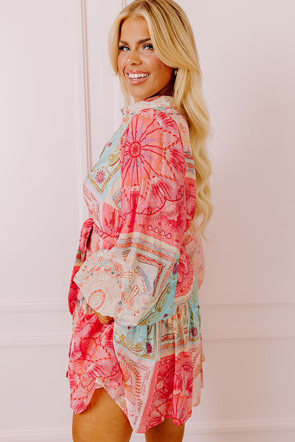 Fancy Flourish Color Block Mini Dress in Pink Curves Image - 1