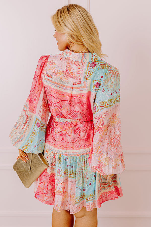 Fancy Flourish Color Block Mini Dress in Pink Curves Image - 1