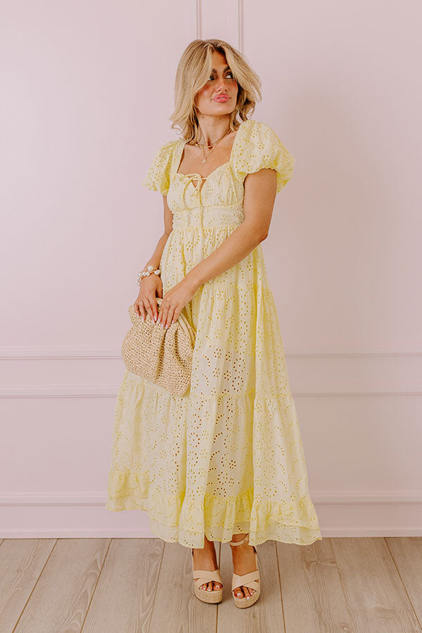 Oh So Sweet Eyelet Maxi Dress in Yellow Image - 1